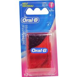 Verpackung von Oral-B Interdentalbürsten in blau und rot.