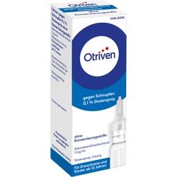 Eine Packung Otriven Nasenspray gegen Schnupfen für Erwachsene und Kinder ab 12 Jahren.